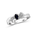 Sterling Silver Sapphire Birthstone Ring with Diamonds for Women