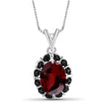 Sterling Silver Necklace for Women with Garnet & Black Diamond Accents – Hypoallergenic Pendant