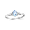 Sky Blue Topaz Gemstone Ring with White Diamond Accents - Sterling Silver Birthstone Jewelry for Women