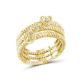 Stackable Diamond Accent Rings for Women - 14K Gold-Plated, Sterling Silver - Heart, Star & Peace Sign Set