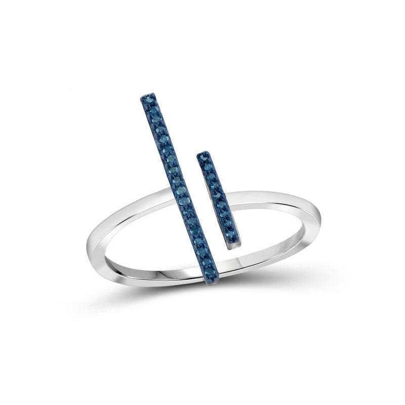 Sterling Silver Blue Diamond Open Ring for Women - Elegant Everyday Jewelry