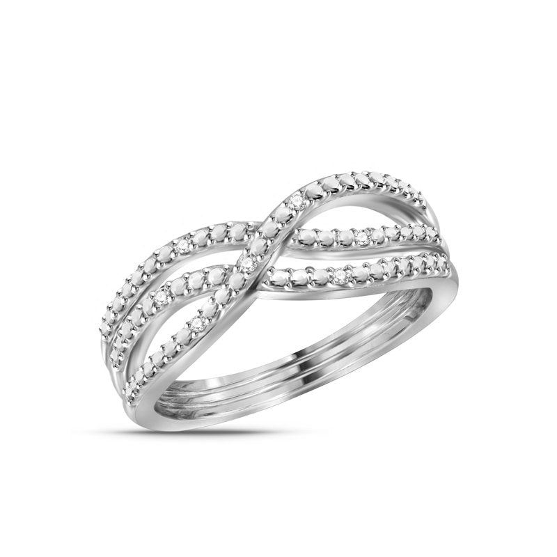 Sterling Silver White Diamond Open Ring for Women - Elegant Everyday Jewelry