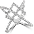 Sterling Silver Criss Cross Diamond Ring - Hypoallergenic 0.15 Carat White Diamond Band