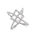 Sterling Silver Criss Cross Diamond Ring - Hypoallergenic 0.15 Carat White Diamonds