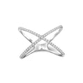 Sterling Silver Diamond Cross Ring - 0.15 Carat White Diamond X Ring for Women