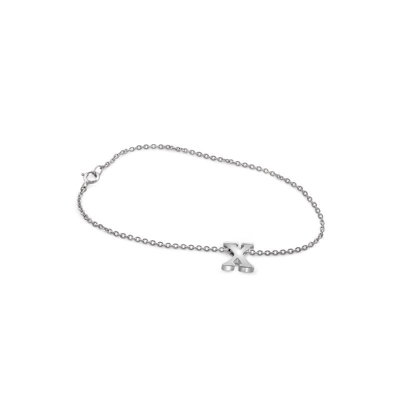 Sterling Silver Initial Charm Bracelet - Minimalist Personalized Jewelry