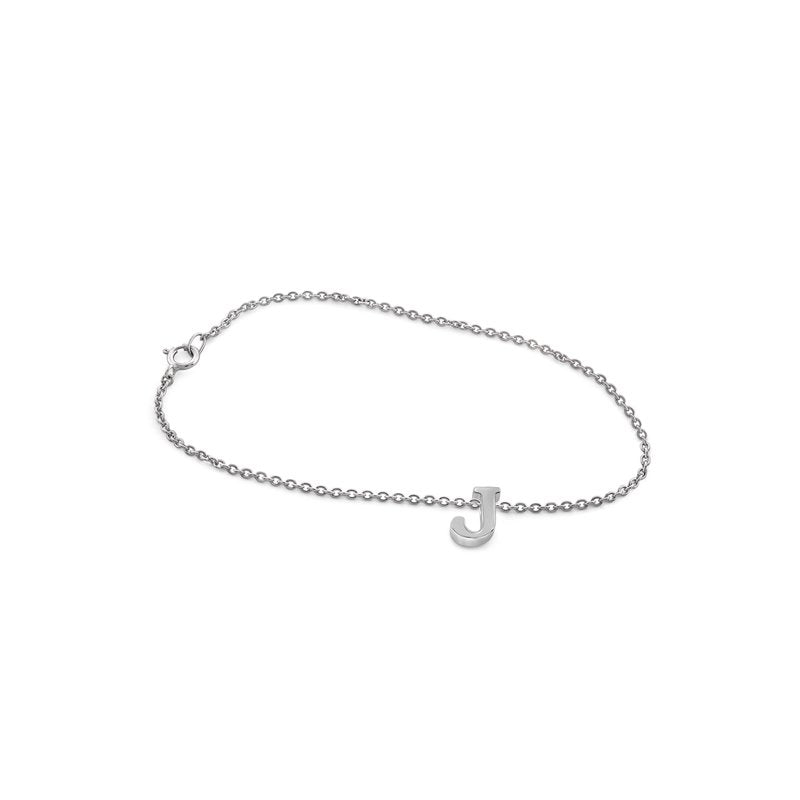 Sterling Silver Initial Charm Bracelet with Delicate Chain – Customizable Letters