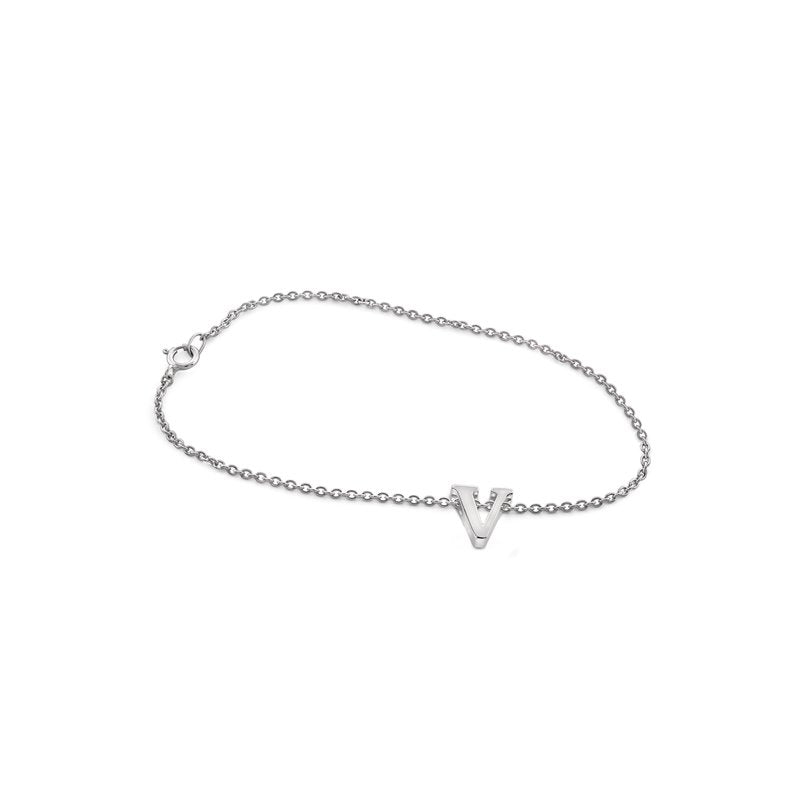 Sterling Silver Initial Charm Bracelet - Minimalist Personalizable Jewelry