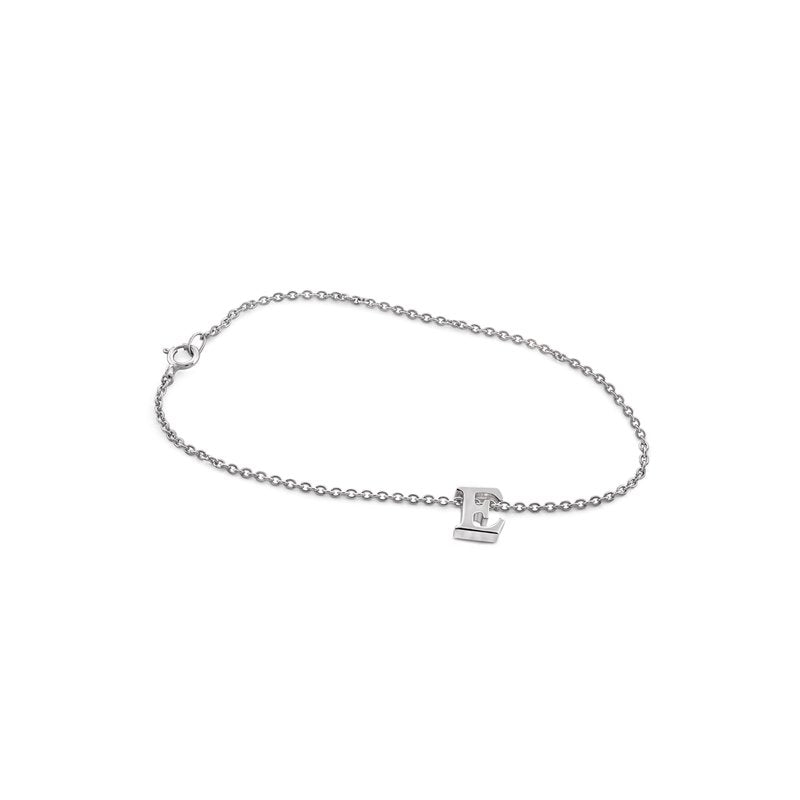 Sterling Silver Initial Charm Bracelet with Delicate Chain - Multiple Styles