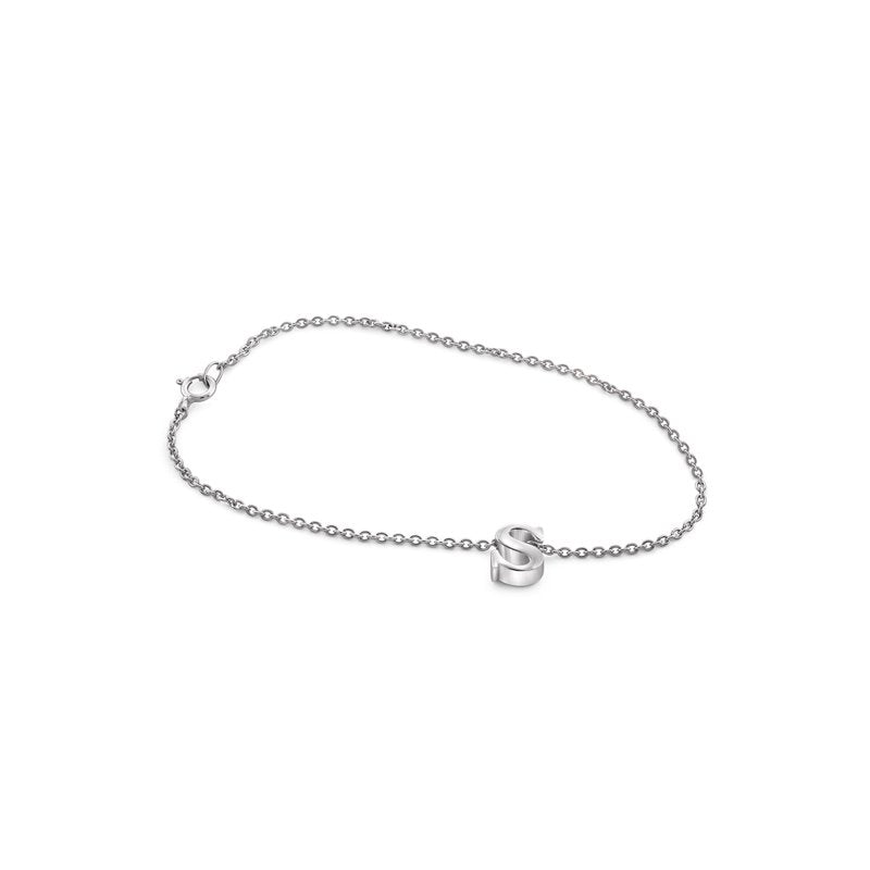 Sterling Silver Minimalist Initial Charm Bracelet - Personalized Jewelry