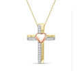 Sterling Silver Heart Necklace with White Diamonds - 18 Inch Rope Chain