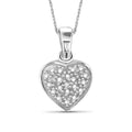 Sterling Silver Heart Pendant with White Diamond Accent - 18 Inch Necklace