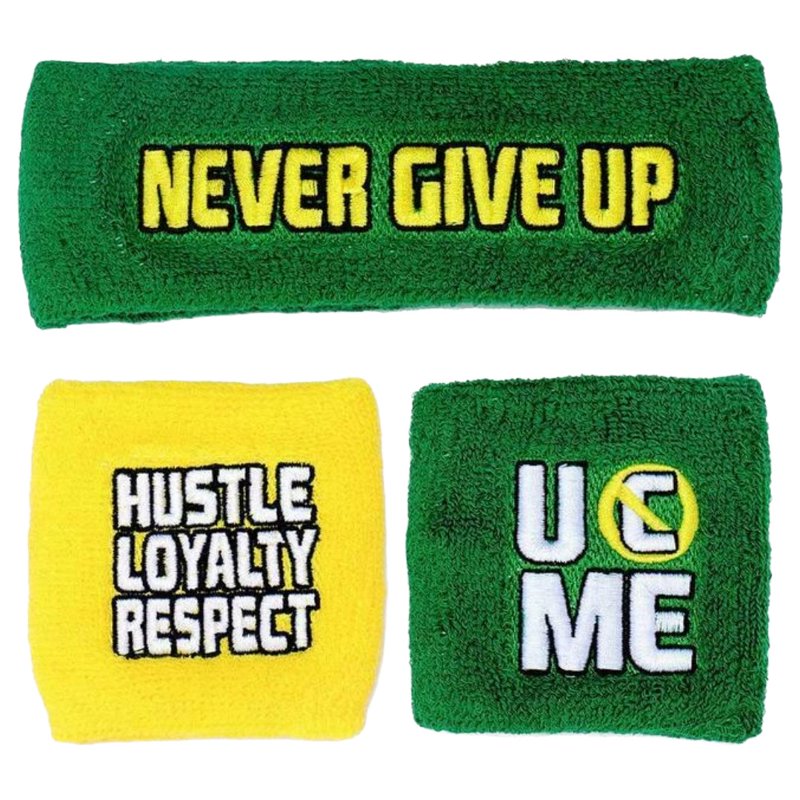 John Cena Green and Yellow Headband & Wristbands Set - WWE Fan Accessories