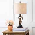 Mini Resin LED Table Lamp with Antlers - Rustic Lodge Style, 20.5"