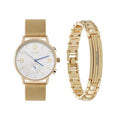 Men's Gold Tone Metal Watch and Bracelet Set - 42mm Analog Accessory
