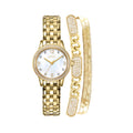 Women's Gold Tone Analog Watch with Stackable Bracelets Set - Elegant Fashion Accessory