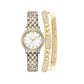 Women's Two Tone Analog Watch & Stackable Bracelet Set - Silver & Gold