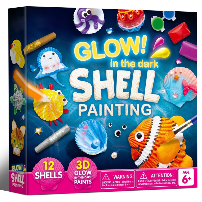 Glow in the Dark Sea Shell Painting Kit for Kids - Creative Art Set for Ages 4-12