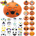 Joyfy 15 Pack Halloween Foam Pumpkin Decorating Stickers - 15 Designs, Jack O Lantern Face Craft Kit for Kids