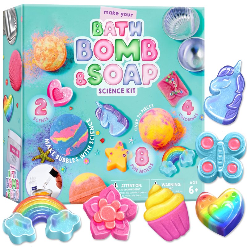 Kids Soap Making Kit with Molds for DIY Bath Bombs & Soaps - Creative Gift for Ages 8+