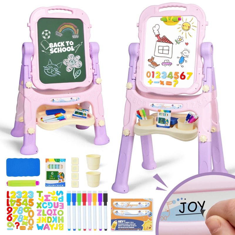 Adjustable Kids Art Easel with Magnetic Board & Personalized Name Sticker