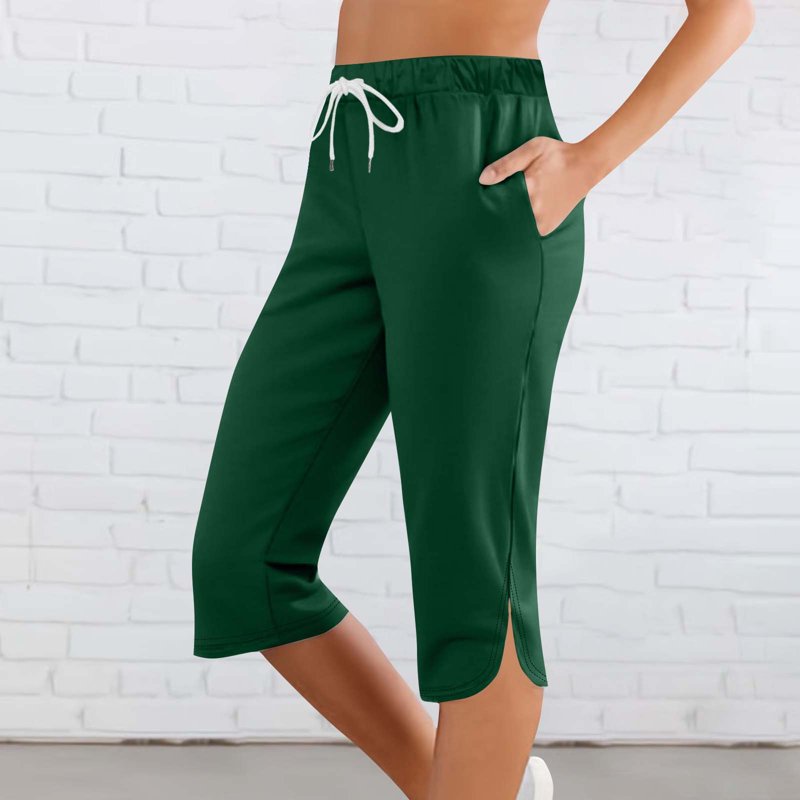 Women's High Waist Capri Pants - Knee Length Athletic Yoga Leggings with Pockets