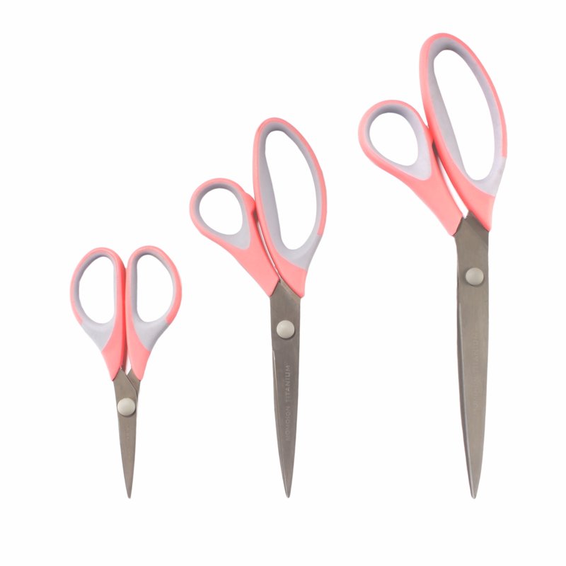 Titanium Soft-Grip Sewing & Craft Scissors Set - 3-Piece Multi-Size Cutting Tool Kit
