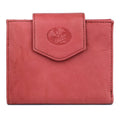 Women’s Red Leather Card Wallet with Multiple Card Slots & ID Window