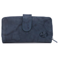 Women's Leather Checkbook Wallet with Multiple Card Slots and Zippered Compartments