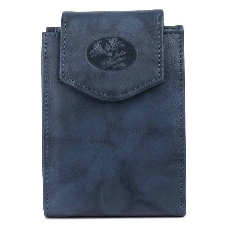 Women's Leather Convertible Billfold Wallet with Coin Pocket - Navy