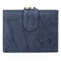 Women's Leather Cardholder Wallet with Multiple Card Slots - Navy & Brown Variants