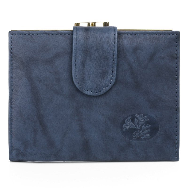 Women's Leather Cardholder Wallet with Multiple Card Slots - Navy & Brown Variants