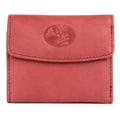 Women's Leather Mini-Trifold Wallet with Floral Embossed Logo - Multiple Colors