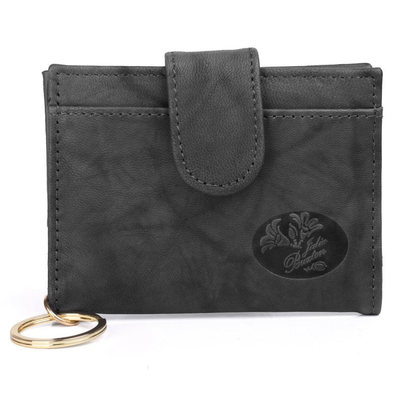 Leather Card Case for Women with Multiple Slots & Zipper Pocket - Black, Blue, Brown, Red
