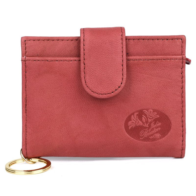 Women's Leather Card Case with Multiple Slots and Zipper Pocket - Heiress Pik-Me-Up
