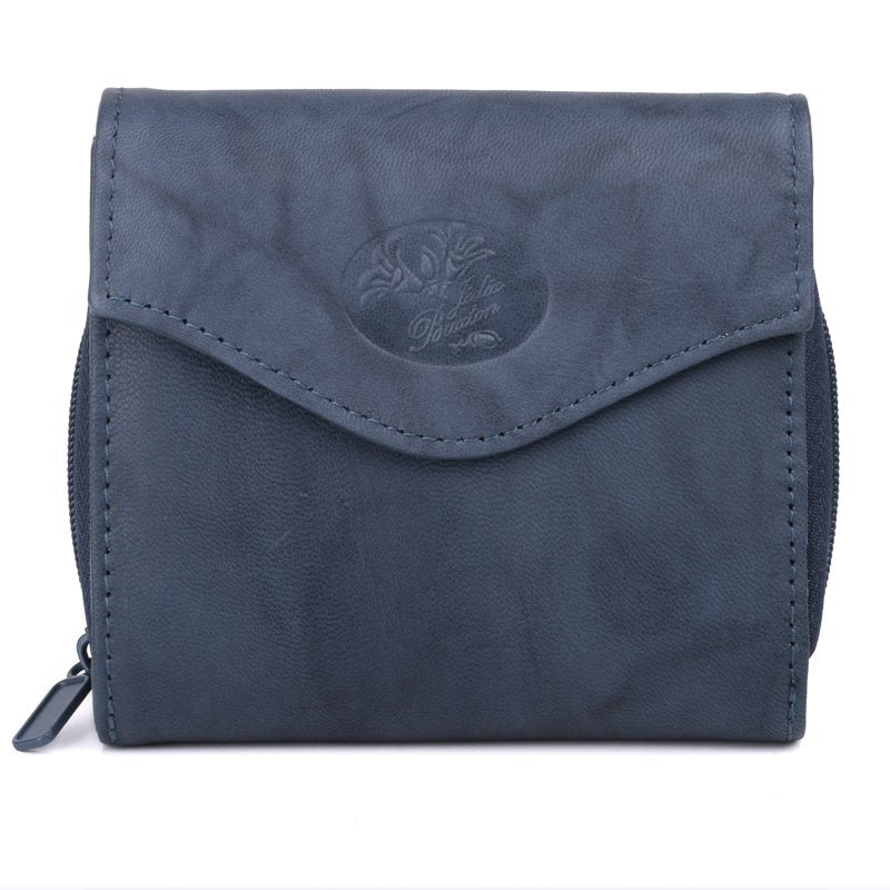 Women's Leather Zip French Purse with Card Slots and Coin Pocket