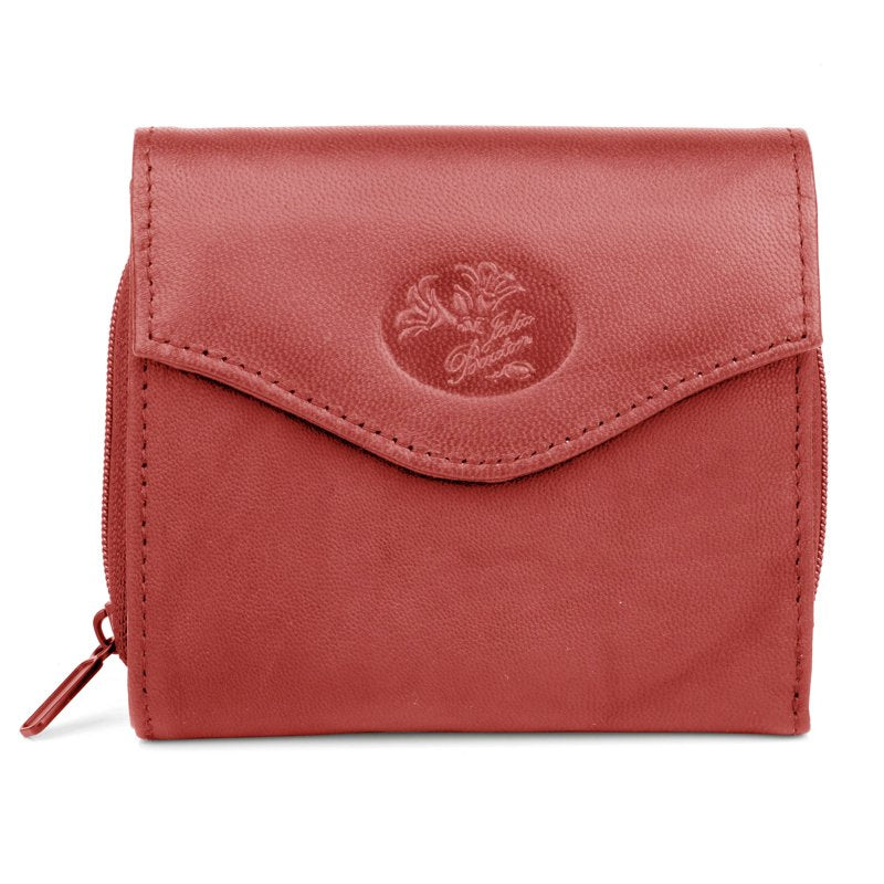 Women's Leather Zip Purse with Card Slots Coin Pocket Key Ring - Multiple Colors