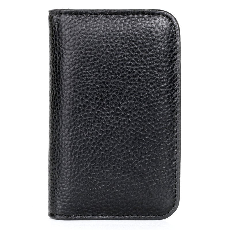 Leather Card Case with ID Window and Multiple Slots - Black & Red Variants