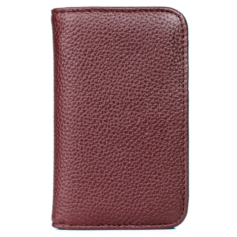 Leather Card Case for Women with Snap Closure - Multiple Colors