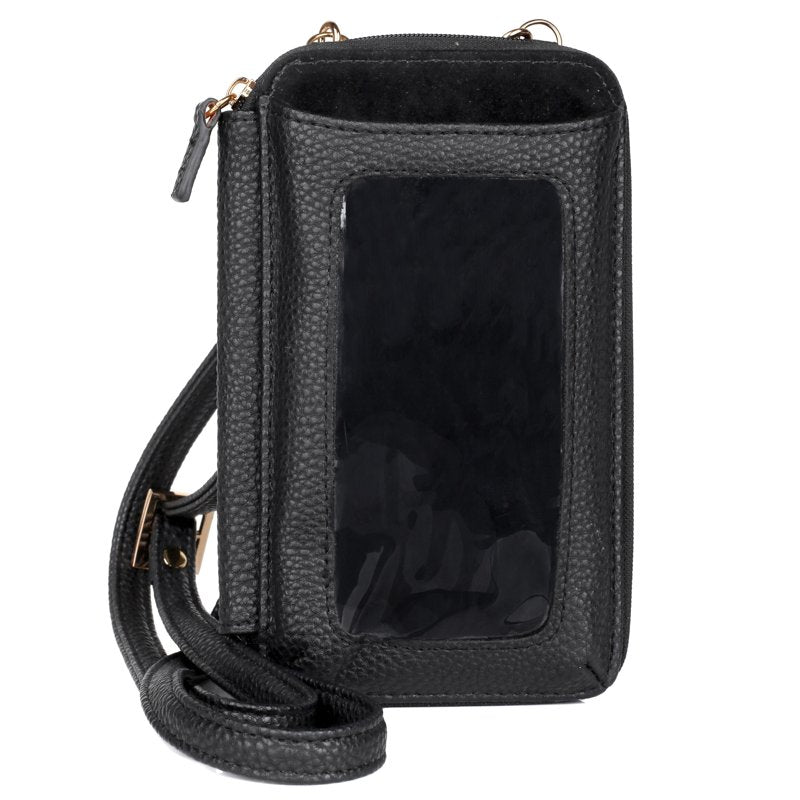 Women's RFID Blocking Crossbody Bag with Vegan Pebble Leather - Multiple Colors