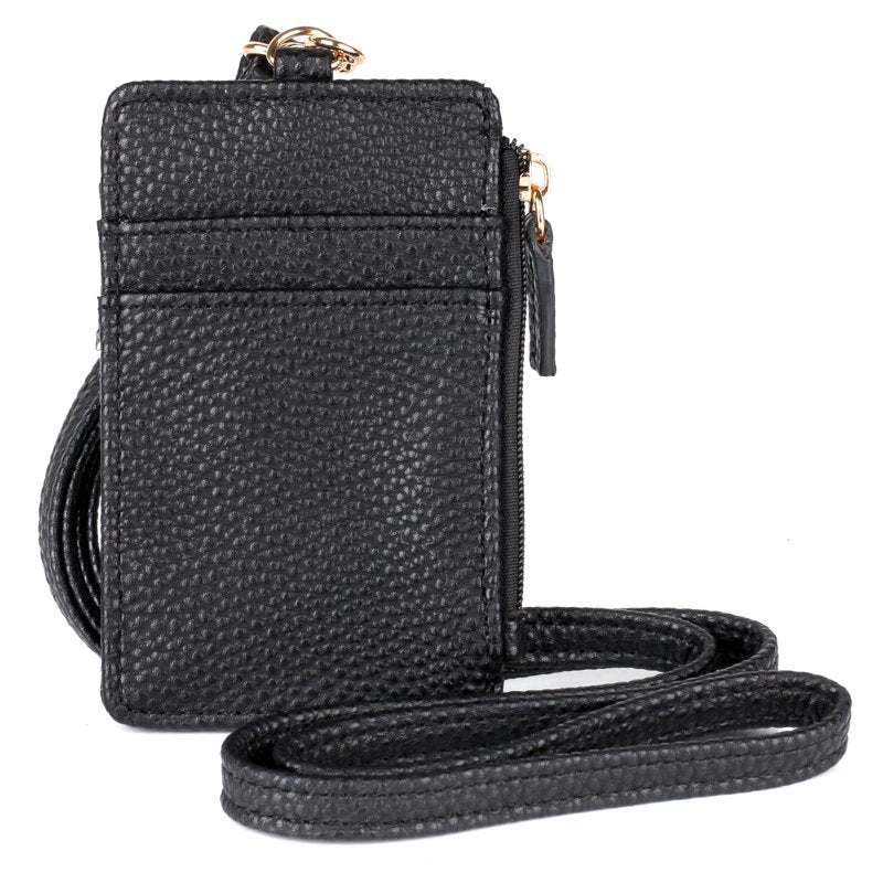 Women's RFID Convertible Lanyard with Card Slots & ID Window - Vegan Leather