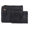 Women's RFID Card Case with Pebble Vegan Leather Large ID Coin Holder