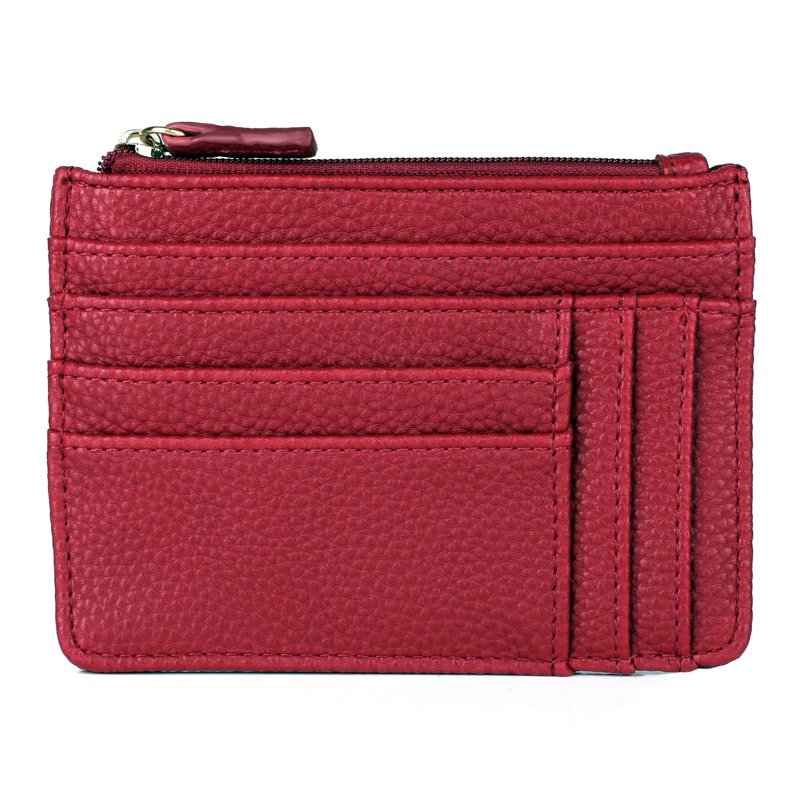 Women's RFID Coin Pouch with Card Slots and Utility Pockets - Pebble Vegan Leather