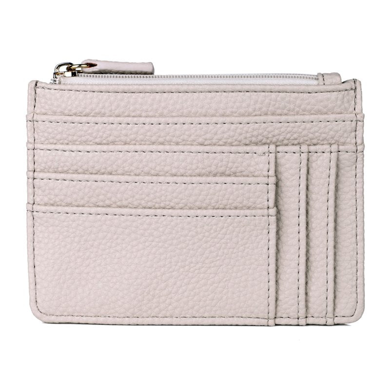Women's RFID Coin Pouch with Card Slots and Utility Pockets - Pebble Vegan Leather