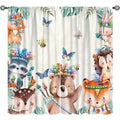 Kids Jungle Safari Curtain Set with Cartoon Forest Animals - Thermal Insulated Window Drapes for Children’s Bedroom and Nursery