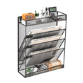 5-Tier Wall Mount File Organizer Black Office Home Classroom Storage