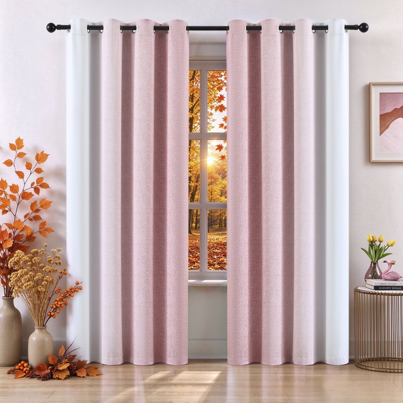 Blackout Curtains with Ombré Gradient Design, Triple Weave, Grommet Top, Heat & Light Blocking