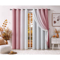 Blackout & Sheer Curtain Set - Pink Ombre, Energy Efficient, 4 Panels