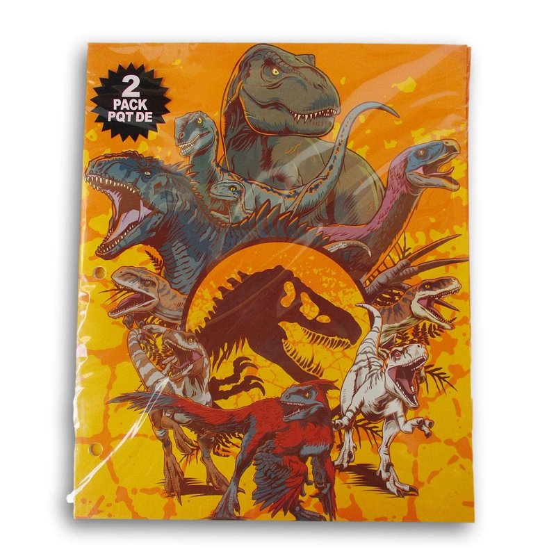 Jurassic World Dinosaur Folder Set - 2 3-Hole 2-Pocket School Organizers