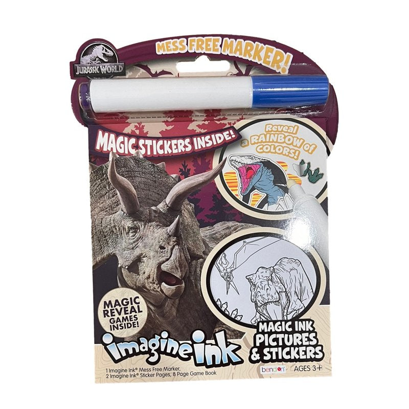 Jurassic World Imagine Ink Game Book with Stickers & Mess-Free Marker - 8 Pages